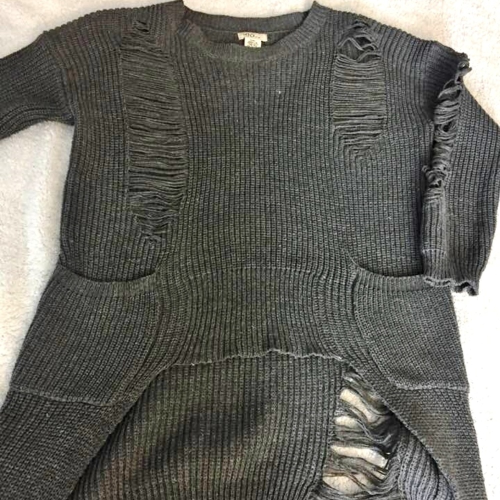 Beautiful distressed high-low sweater